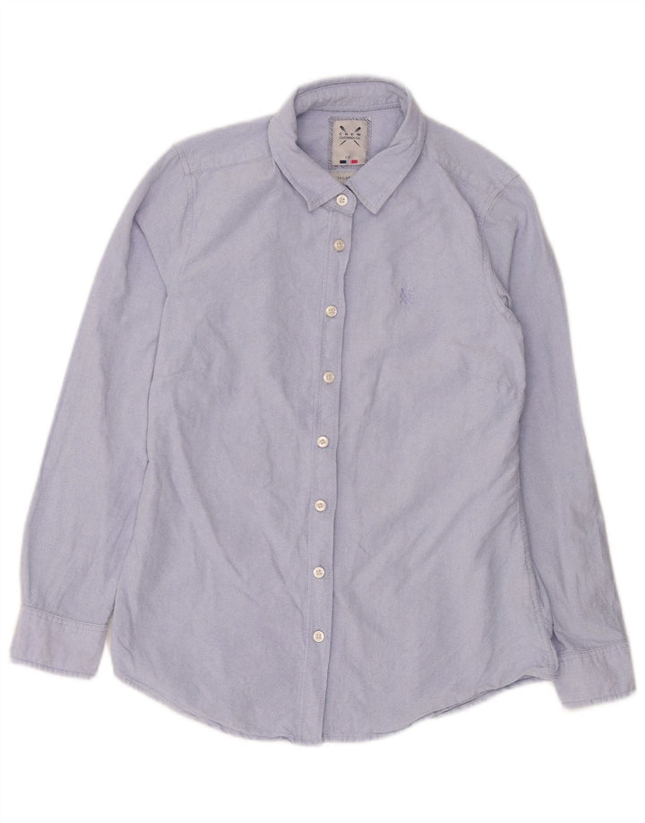 Crew Clothing Damska dopasowana koszula UK 12, średnia niebieska, bawełniana