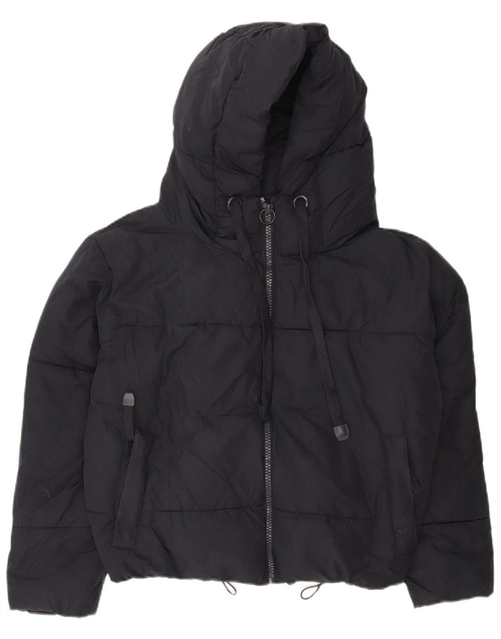 Damska, oversize'owa, wyściełana kurtka z kapturem, oversize'owa, Zara UK 6 XS, granatowa, poliestrowa