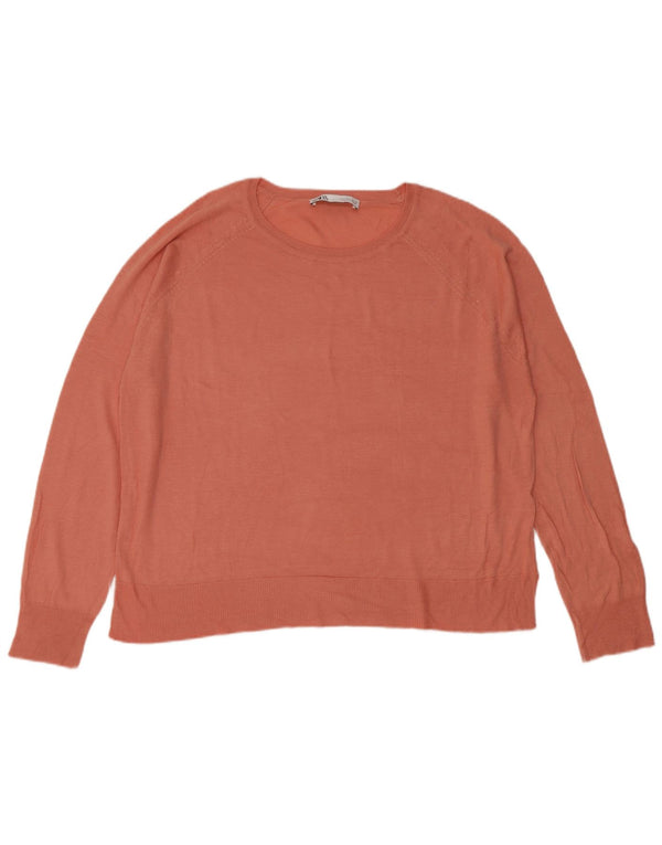 Sweter damski Zara z dekoltem w łódkę UK 16, duży, różowy