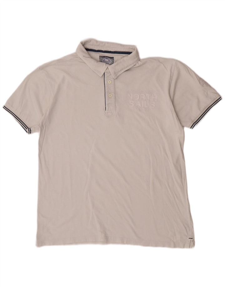 Męska koszulka polo North Sails z grafiką, 2XL, biała, bawełniana