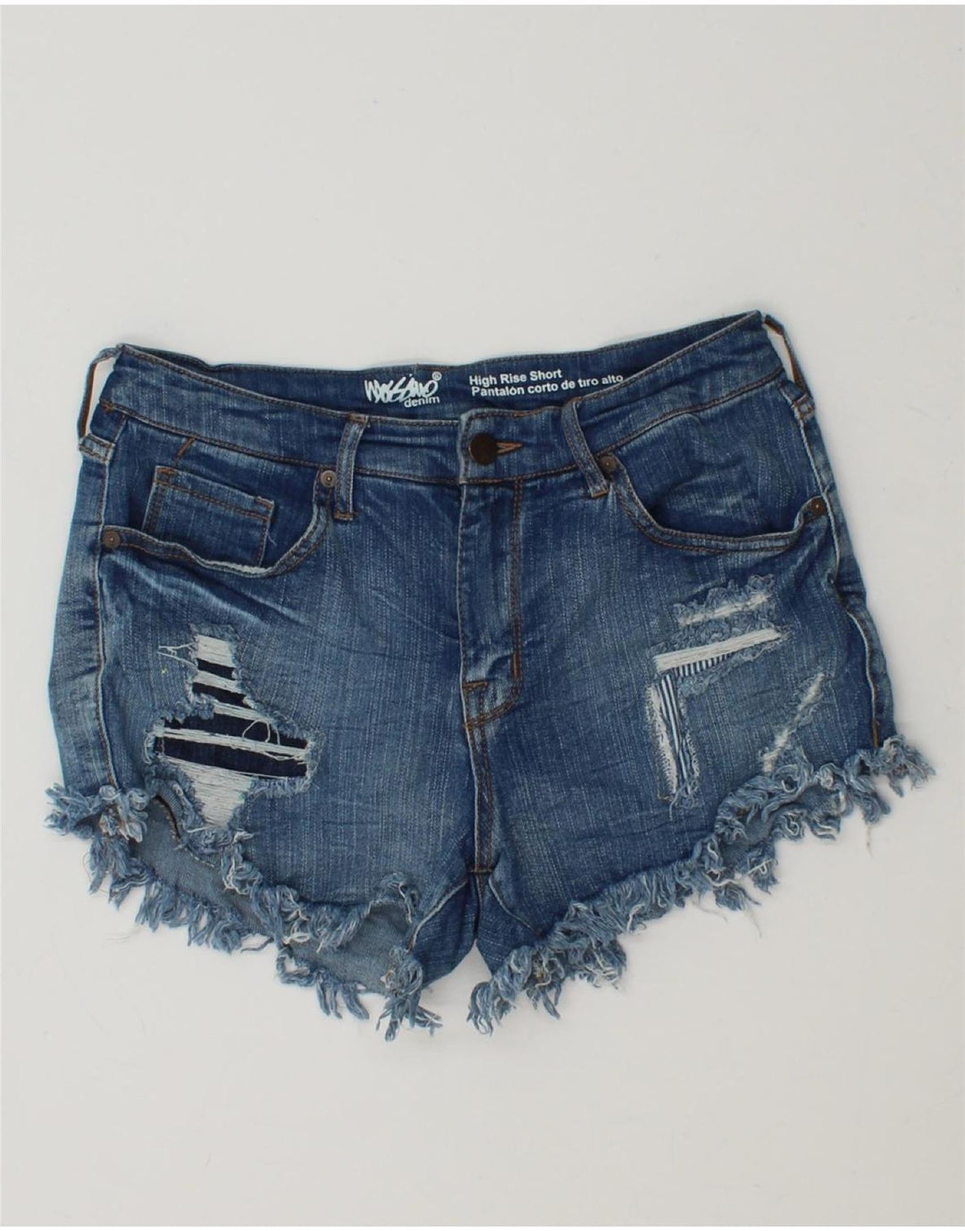 MOSSIMO Womens Distressed High Waist Denim Shorts US 6 Medium W28 Blue Vintage Mossimo and Second-Hand Mossimo from Messina Hembry 