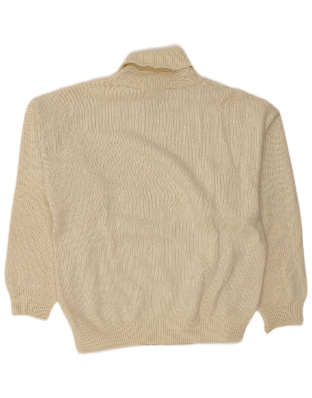 Vintage męski sweter z wywijanym dekoltem, duży w kolorze złamanej bieli