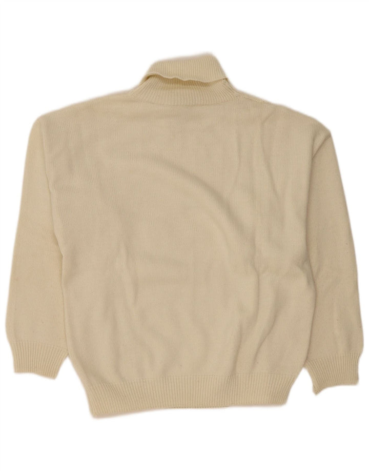 Vintage męski sweter z wywijanym dekoltem, duży w kolorze złamanej bieli