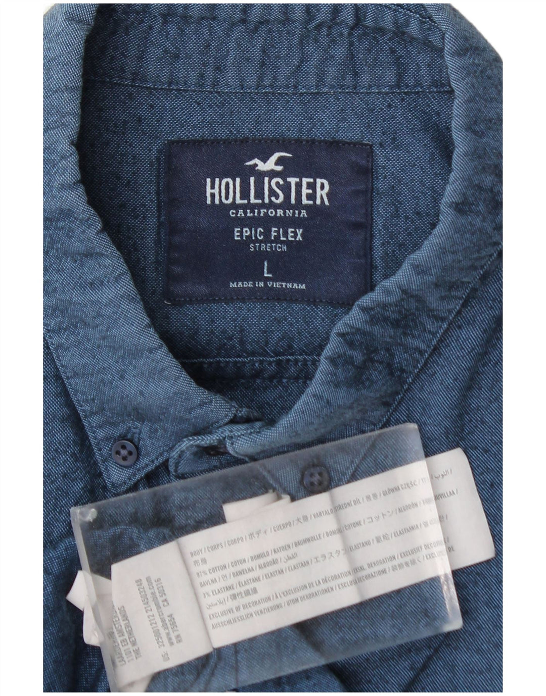 Koszula męska HOLLISTER, duża, bawełniana w granatowe plamki