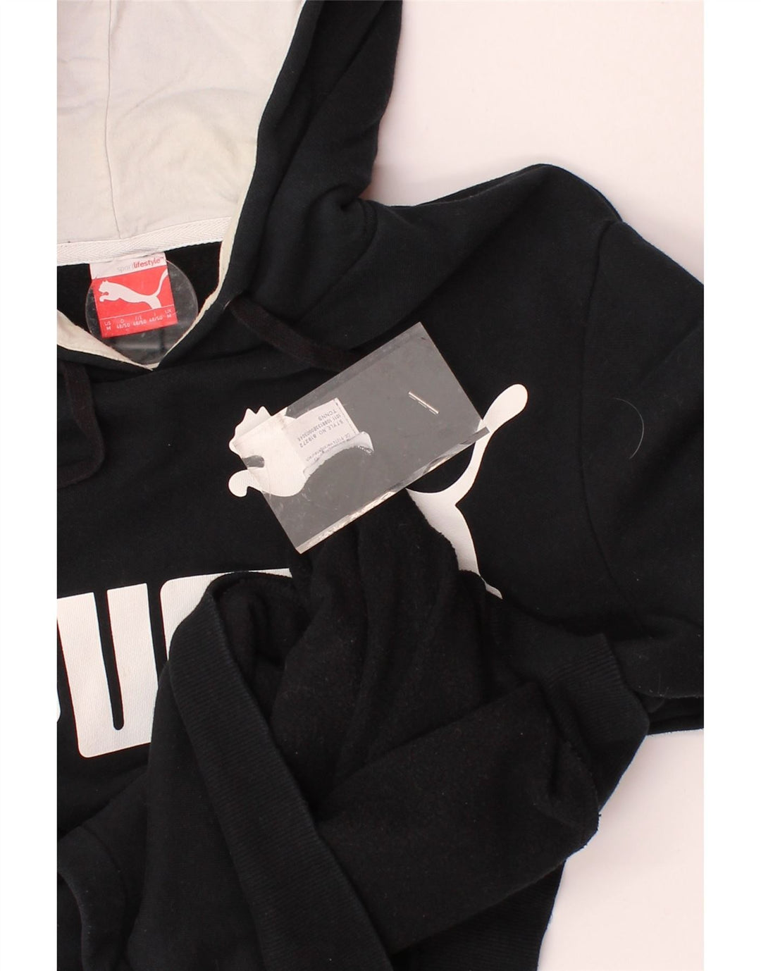 PUMA Mens Graphic Hoodie Jumper Medium Black Vintage Puma and Second-Hand Puma from Messina Hembry 