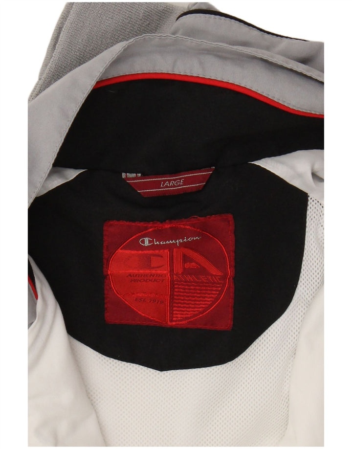 Męska kurtka dresowa CHAMPION, duża, biała, poliestrowa z blokami kolorów