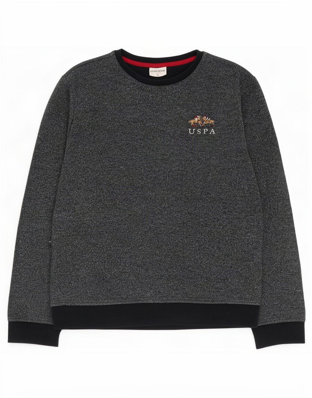 US Polo Assn. Męska bluza sweterkowa, średnia, granatowa, bawełniana w cętki