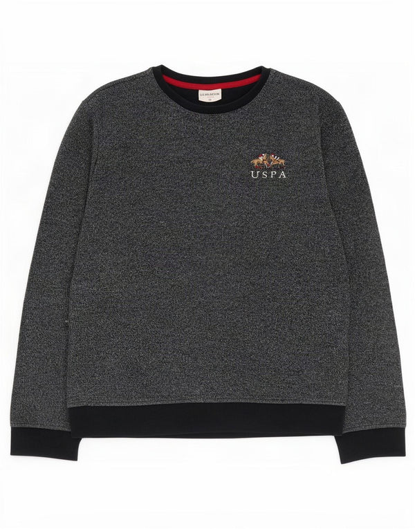 US Polo Assn. Męska bluza sweterkowa, średnia, granatowa, bawełniana w cętki