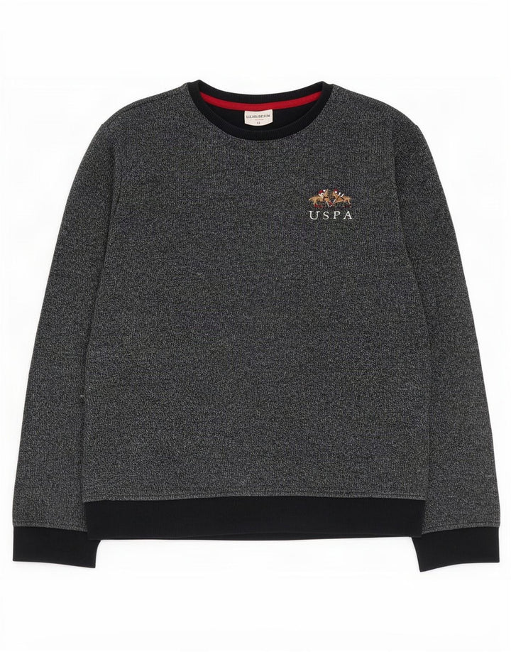US Polo Assn. Męska bluza sweterkowa, średnia, granatowa, bawełniana w cętki