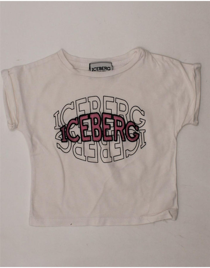 ICEBERG Girls Graphic T-Shirt Top 3-4 Years White Vintage Iceberg and Second-Hand Iceberg from Messina Hembry 