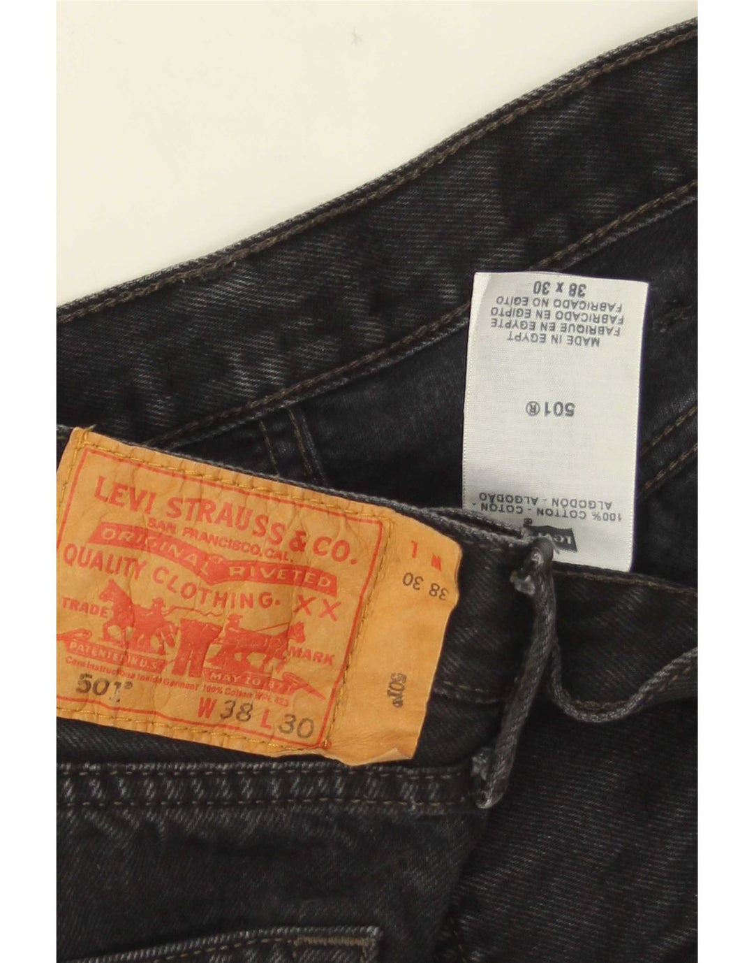 Męskie dżinsy Levi's 501 Straight W38 L30 Czarna bawełna