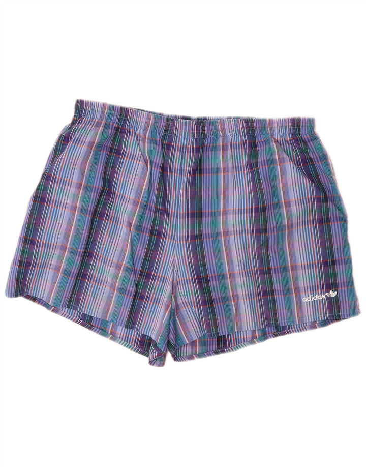 Męskie spodenki kąpielowe ADIDAS, duże, bawełniane, w niebieską kratkę