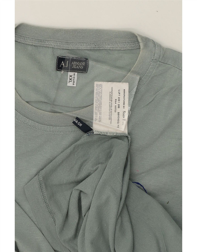 ARMANI Womens Graphic T-Shirt Top UK 20 2XL Grey Cotton Vintage Armani and Second-Hand Armani from Messina Hembry 