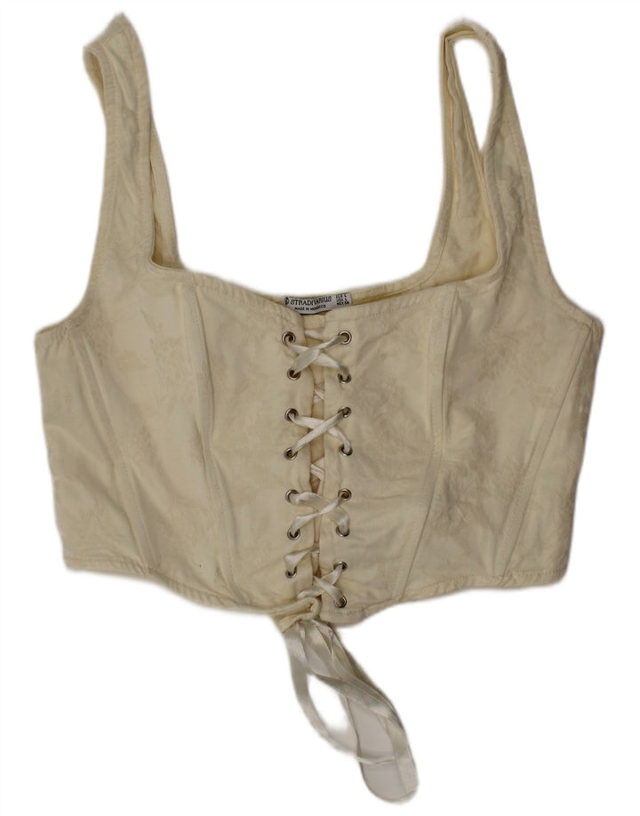 Damski gorsetowy top Stradivarius, duży, w kolorze złamanej bieli