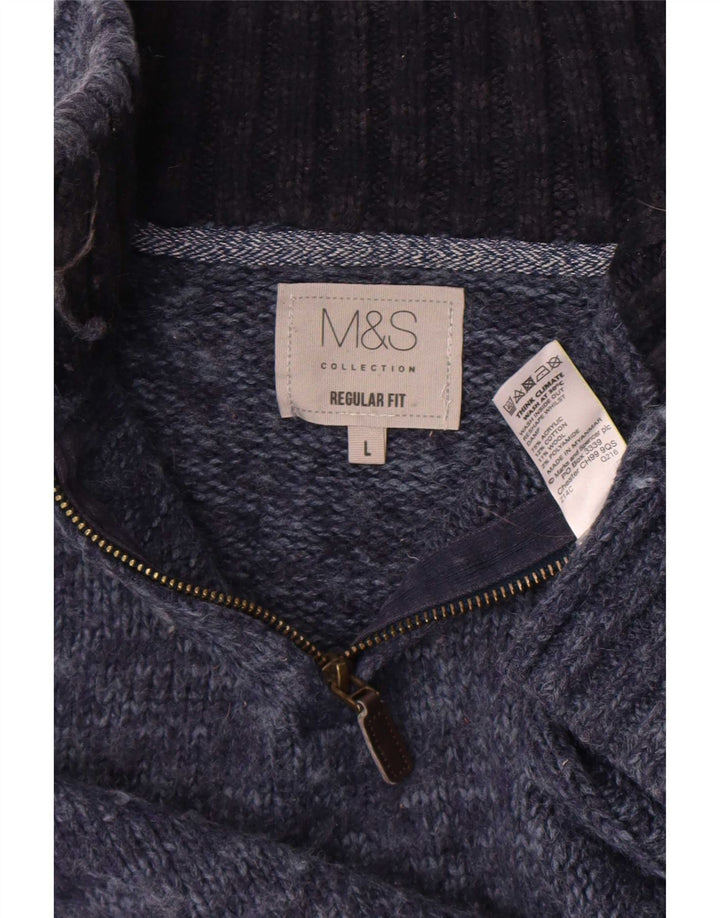 Męski sweter Marks & Spencer o regularnym kroju i zapinanym na zamek, duży, w niebieskie plamki