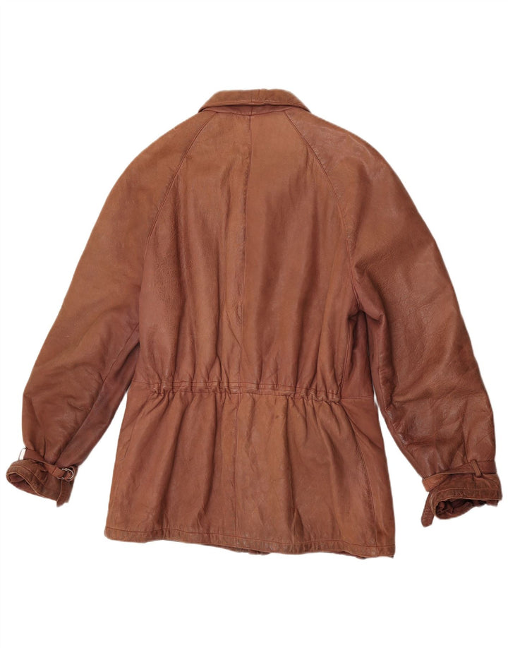 Vintage damska kurtka skórzana IT 52 2XL brązowa