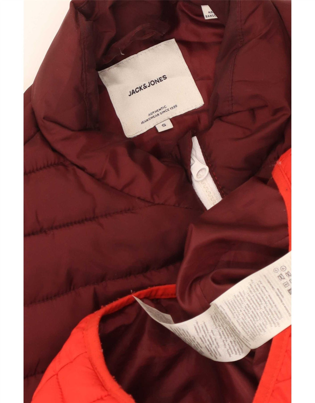 Męska wyściełana kamizelka Jack & Jones UK 36, mała, czerwona, poliestrowa w bloki kolorów