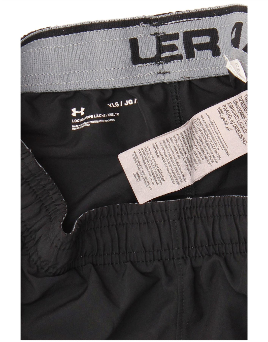 Chłopięce spodenki sportowe z grafiką UNDER ARMOUR na 11-12 lat, duże, czarne, poliestrowe