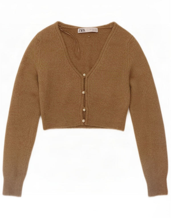 Krótki sweter damski Zara UK 10 Small Brown Flecked Polyester