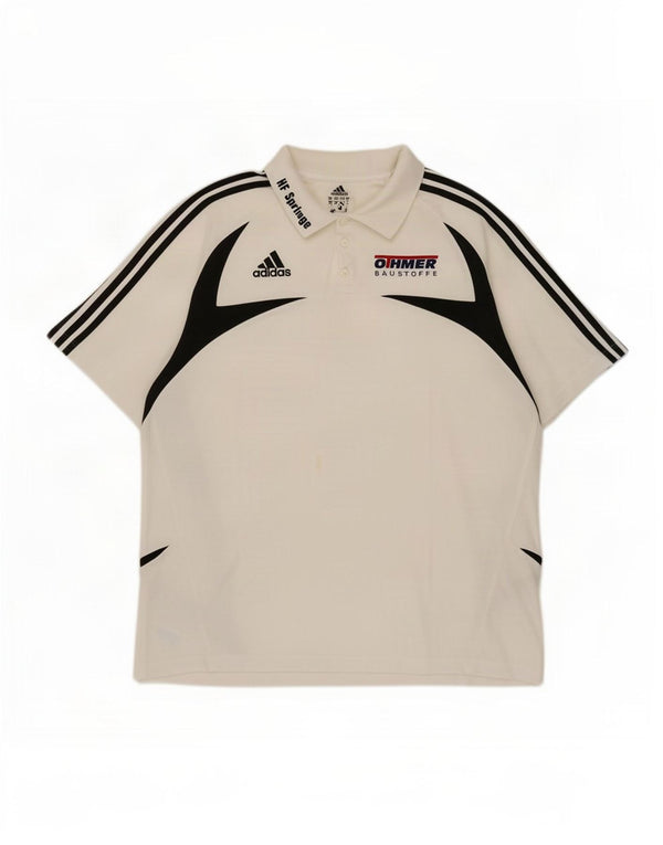 Męska koszulka polo Adidas Graphic UK 48/50 XL Biała bawełna z blokami kolorów
