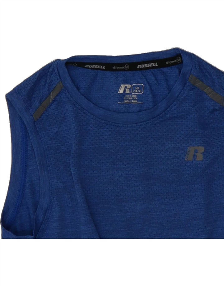 RUSSELL ATHLETIC Boys Vest Top 10-11 Years Large  Blue Nylon Vintage Russell Athletic and Second-Hand Russell Athletic from Messina Hembry 