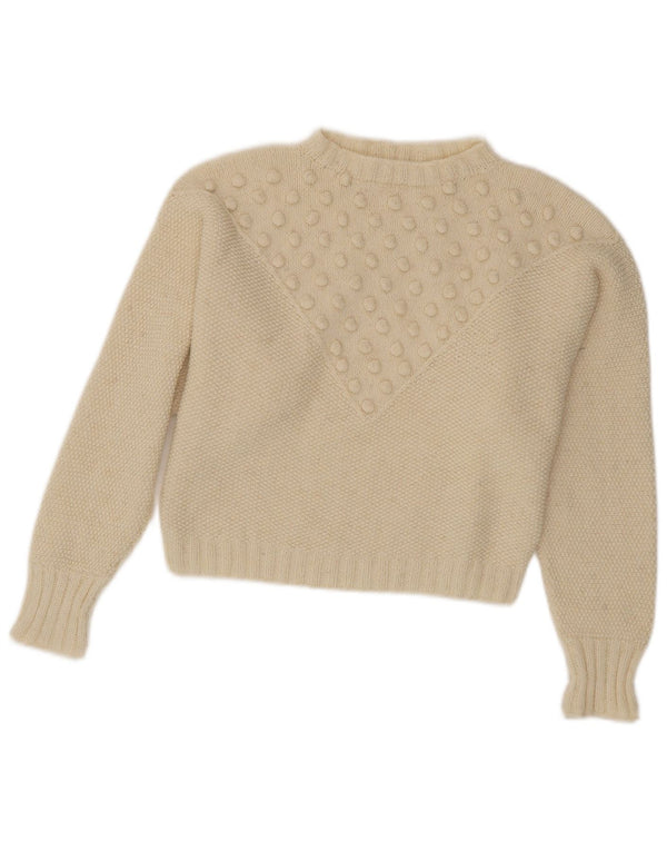 Vintage damski sweter z golfem UK 10 Small White
