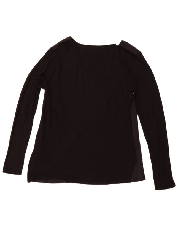 DESIGUAL Damski graficzny top z długim rękawem UK 14, duży, czarny, w kwiaty, wiskoza