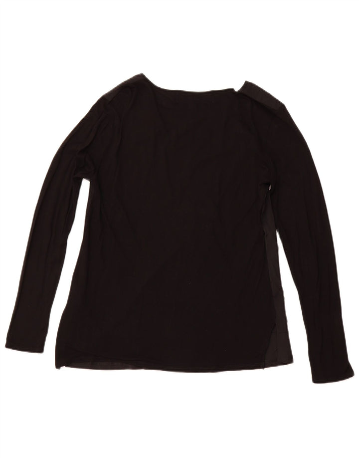 DESIGUAL Damski graficzny top z długim rękawem UK 14, duży, czarny, w kwiaty, wiskoza