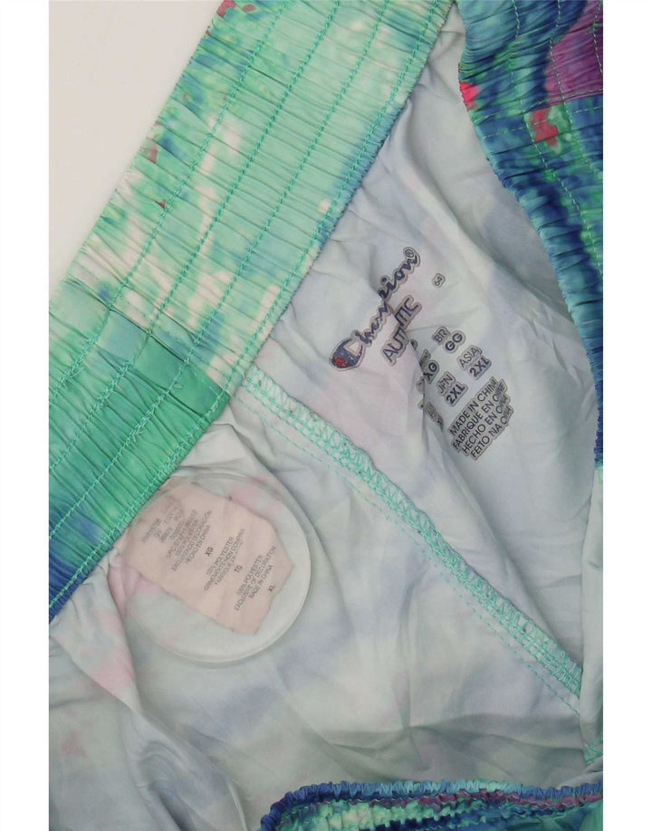 Damskie spodenki sportowe Champion z abstrakcyjnym wzorem UK 18 XL, zielone, poliestrowe