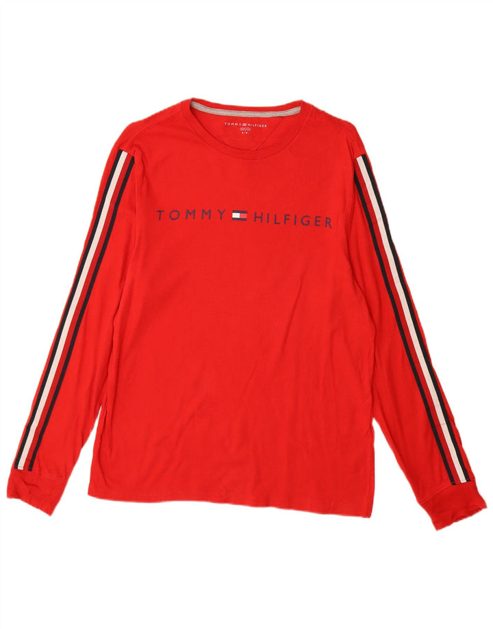 Męski top graficzny Tommy Hilfiger z długim rękawem, mały, czerwony, bawełniany