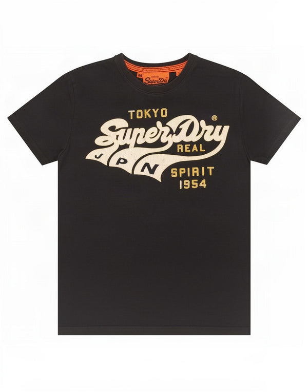 Superdry Mens Graphic T-Shirt Top Medium Black Cotton
