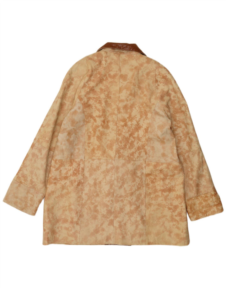 Vintage damski płaszcz skórzany oversize EU 40 w kolorze średniej beżowej skóry