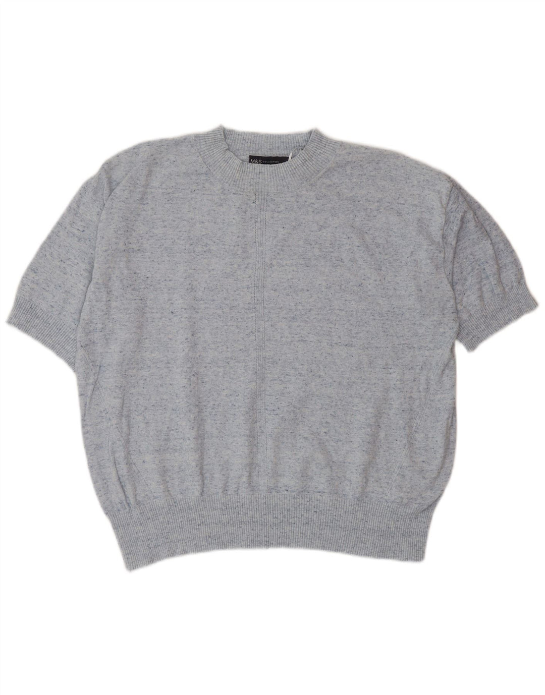 Marks & Spencer Damski sweter z okrągłym dekoltem, UK 14, średni niebieski nakrapiany
