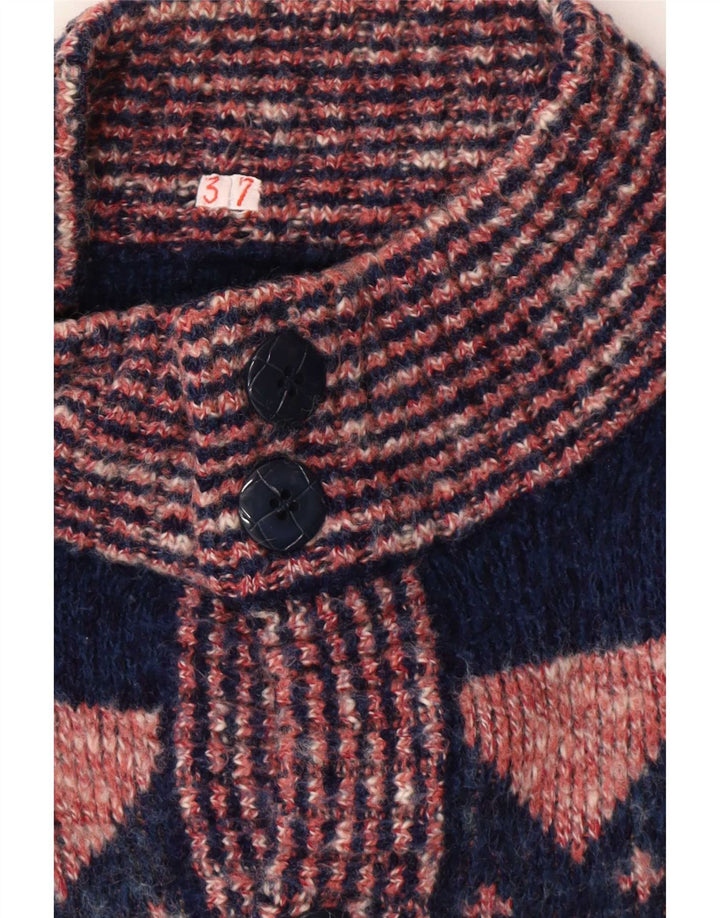 Vintage męski sweter rozpinany, średnio różowy, geometryczny