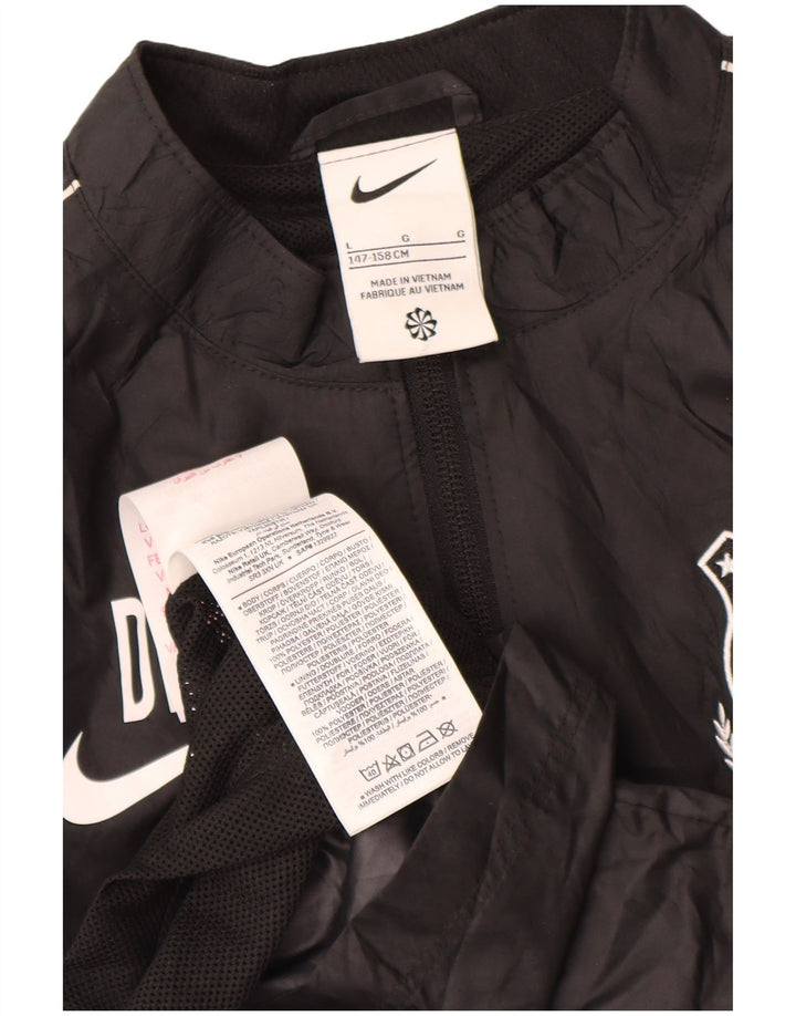 Chłopięca kurtka przeciwdeszczowa Nike z grafiką na 12-13 lat, duża, czarna, poliestrowa
