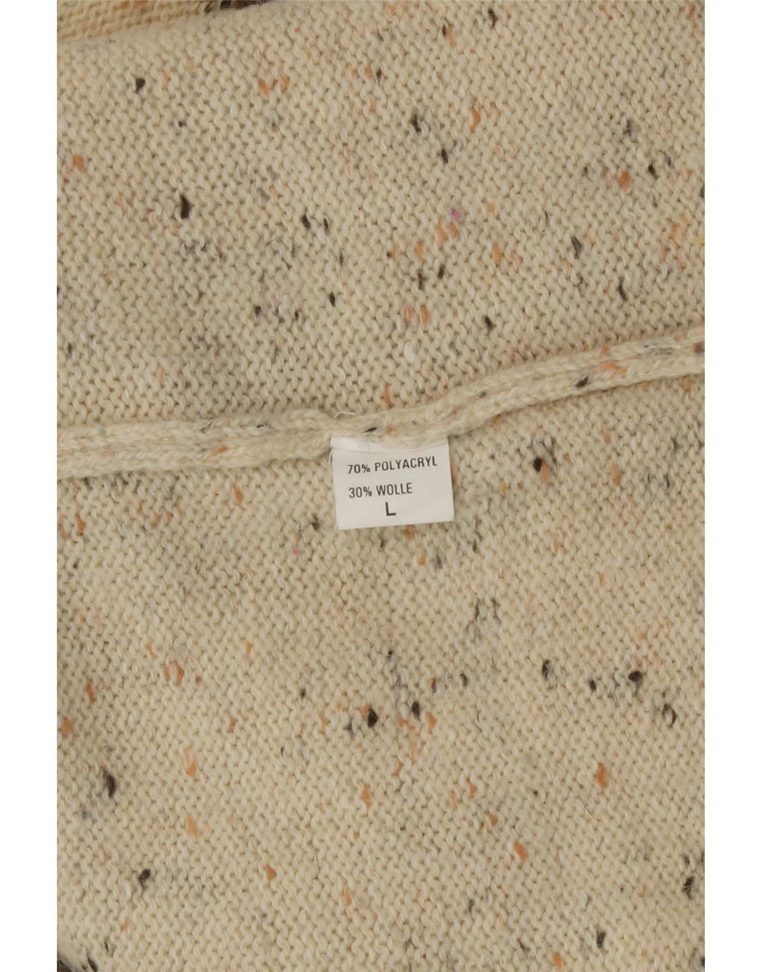 Sweter damski w stylu vintage z okrągłym dekoltem UK 16, duży beżowy patchwork Nowość