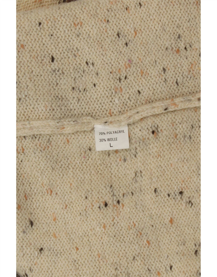 Sweter damski w stylu vintage z okrągłym dekoltem UK 16, duży beżowy patchwork Nowość