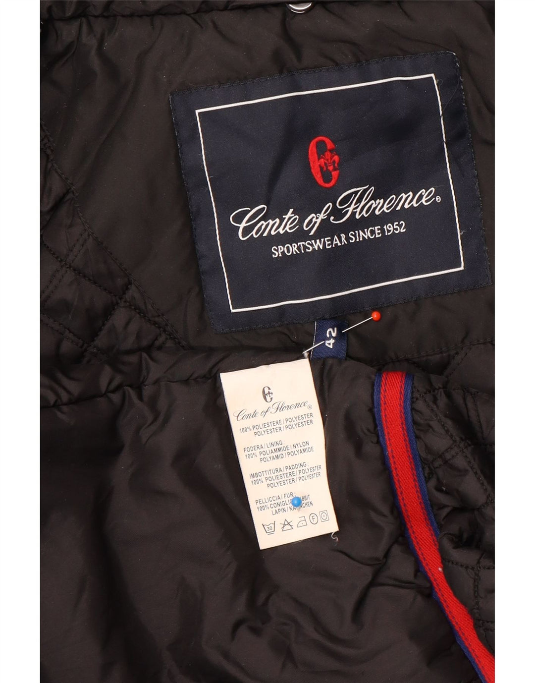 Conte of Florence Damski płaszcz IT 42 Średni czarny nylon