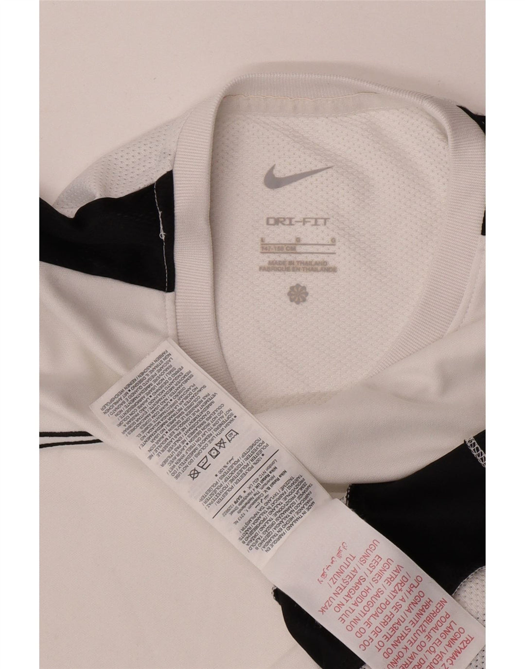 Chłopięcy T-shirt Nike Dri Fit na 12-13 lat, duży, biały poliester z blokami kolorów