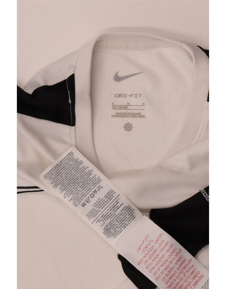 Chłopięcy T-shirt Nike Dri Fit na 12-13 lat, duży, biały poliester z blokami kolorów