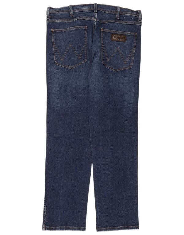 Wrangler Męskie proste dżinsy W36 L32 Niebieskie bawełniane