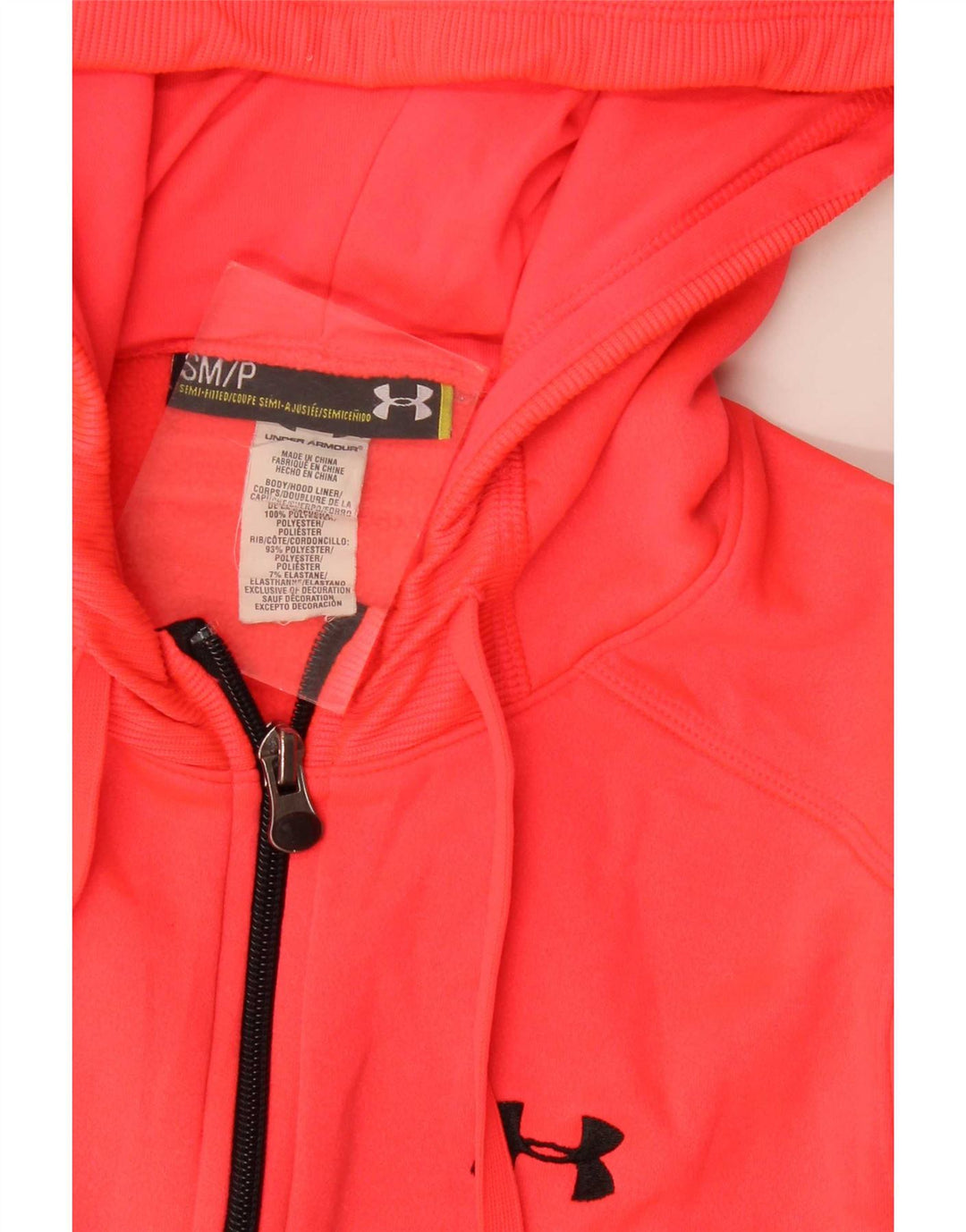 Damski sweter z kapturem i zamkiem Under Armour UK 10, mały, różowy poliester