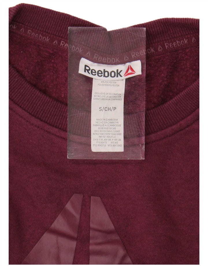 Damska bluza oversize Reebok z grafiką UK 10, mała bordowa bawełna