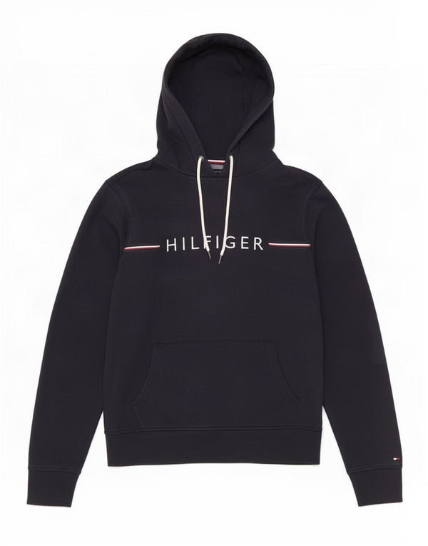 Męski sweter z kapturem i grafiką Tommy Hilfiger, średni granatowy, bawełniany