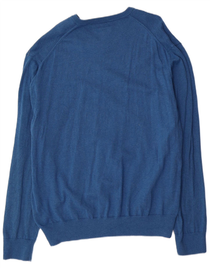 Marks & Spencer Męski sweter z dekoltem w kształcie litery V, 3XL, niebieski, bawełniany