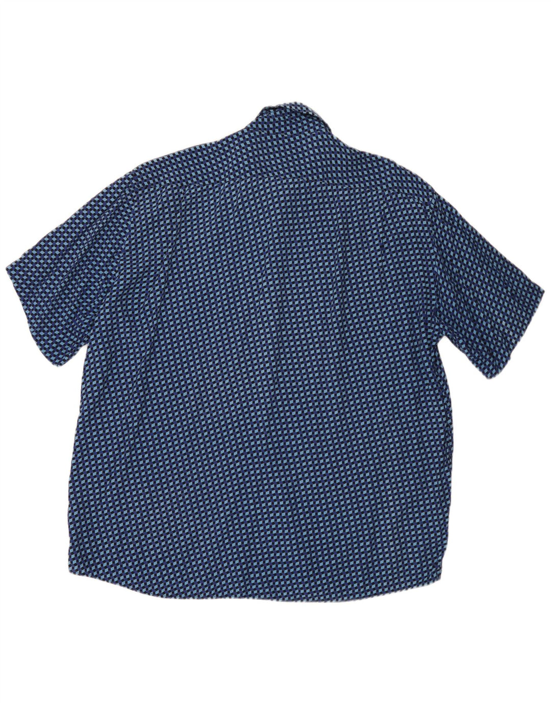 Vintage męska koszula z krótkim rękawem 2XL niebieska geometryczna
