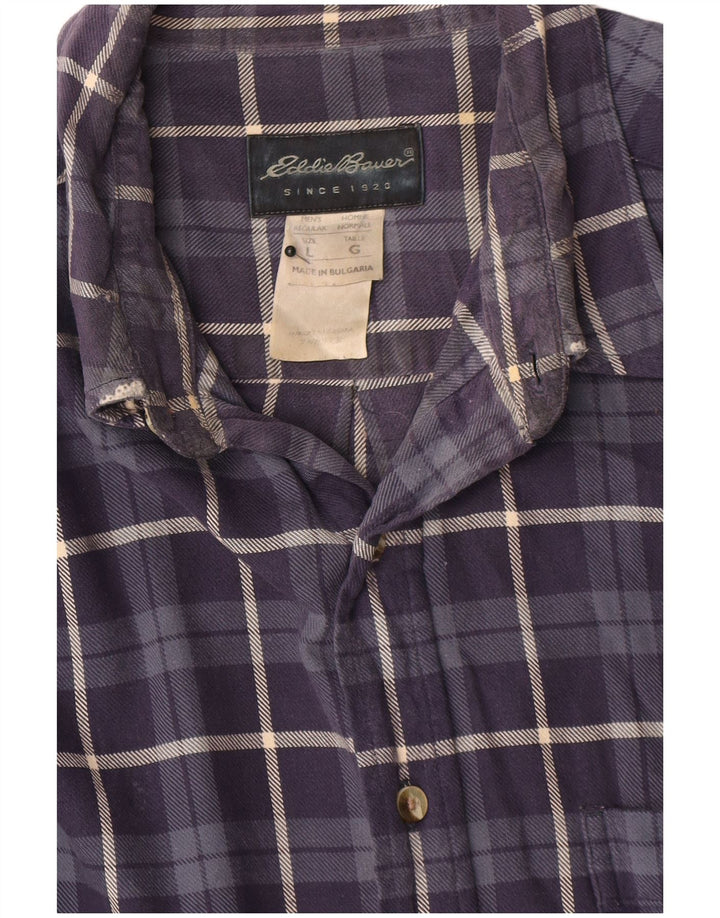 Koszula flanelowa męska Eddie Bauer, duża, bawełniana w granatową kratę