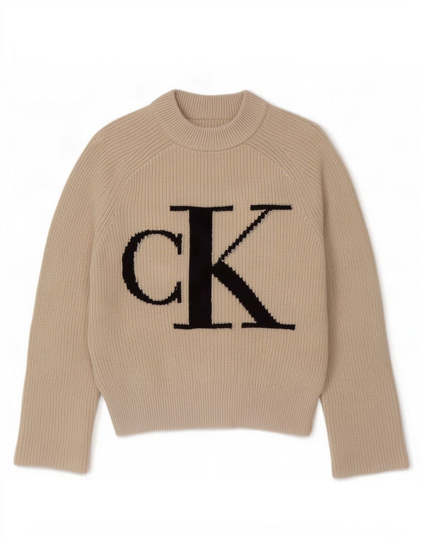 Calvin Klein Jeans Damski sweter o luźnym kroju z golfem UK 6 XS Beig