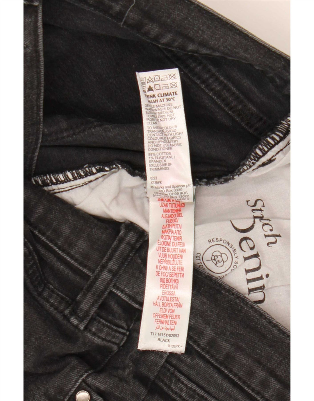 Marks & Spencer Męskie jeansy obcisłe W32 L29 Czarne bawełniane