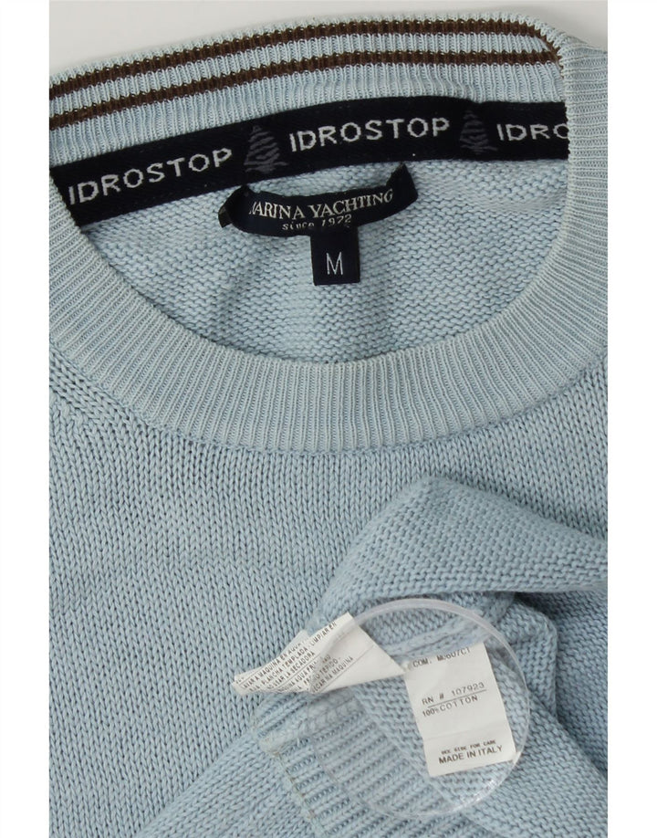 Męski sweter z okrągłym dekoltem Marina Yachting, średnioniebieski, bawełniany
